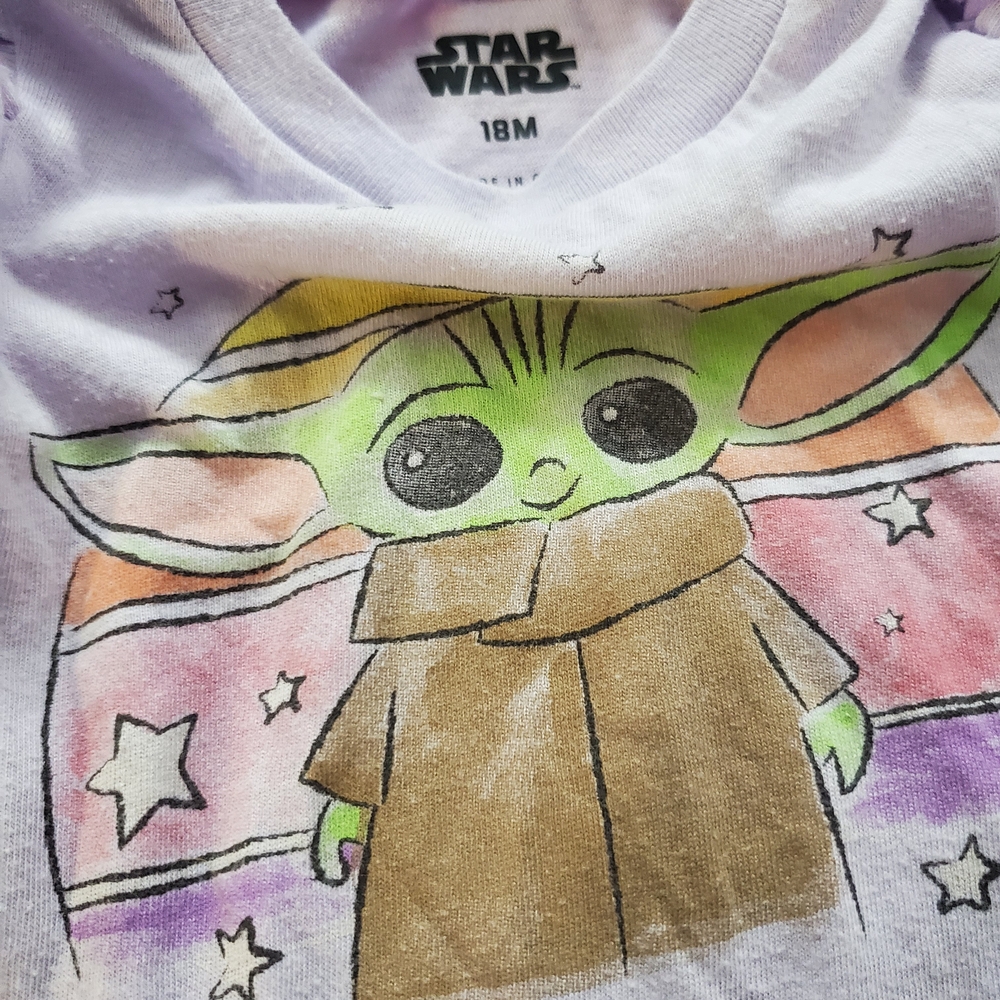 Star Wars Kids Shirt - Green and Brown Baby Yoda with Stars